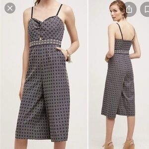 Anthropologie Elevenses Wide Leg Crop Jumpsuit